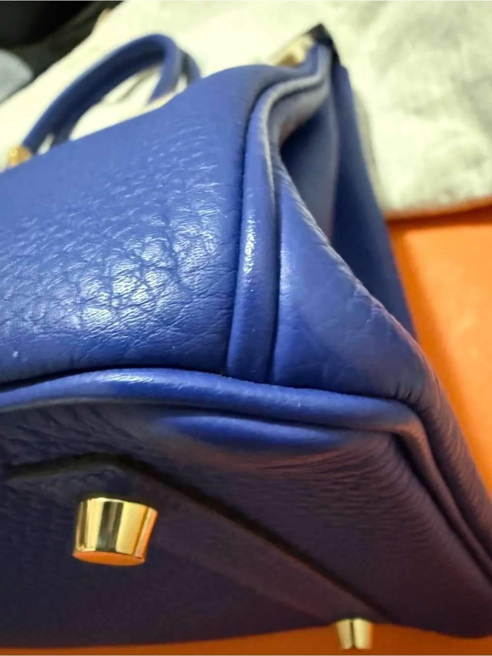 Hermes Birkin 30 Electrique Bleu Togo Leather Top-Handle Satchel w/Gold Hardward